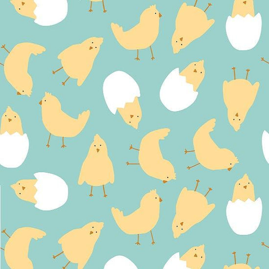 Indy Bloom Fabric - Hunny Bunny - Chickies Teal 07 - Fabric by Missy Rose Pre-Order