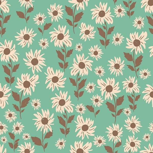 Indy Bloom Fabric Infatuated Valentine Daisy fields in Teal 02 – Fabric by Missy Rose