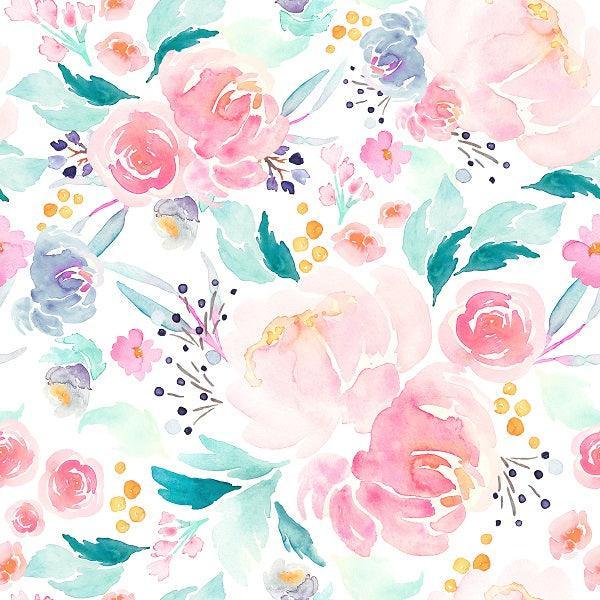Indy Bloom Fabric Mermaid Lagoon Floral 01 – premium custom printed fabric for sewing | Fabric by Missy Rose