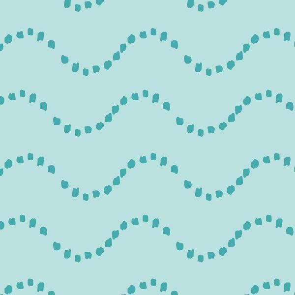 Indy Bloom Fabric Mermaid Lagoon Waves In Aqua 04 – pre-order designer fabric Australia | Fabric by Missy Rose