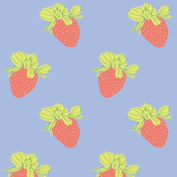 Indy Bloom Fabric Retro Summer Periwinkle Strawberry 11 – custom printed pre-order fabric Australia | Fabric by Missy Rose