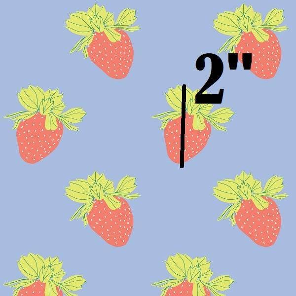 Indy Bloom Fabric Retro Summer Periwinkle Strawberry 11 – made-to-order custom fabric by the metre | Fabric by Missy Rose