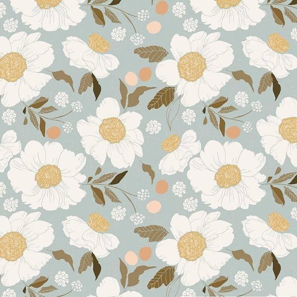 Indy Bloom Fabric Serenity Fall Apricot in Blue 03 – custom printed pre-order fabric Australia | Fabric by Missy Rose