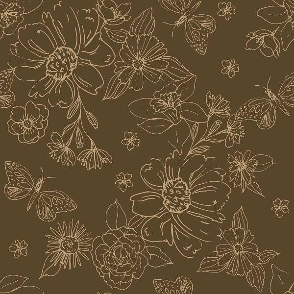 Indy Bloom Fabric Serenity Fall Sketched florals in Chocolate 06 – Fabric by Missy Rose
