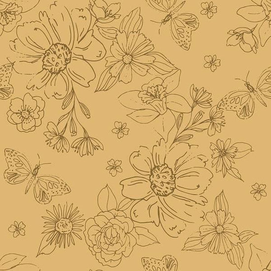 IB Serenity Fall - Sketched florals in Daffodil 07 - Fabric by Missy Rose Pre-Order