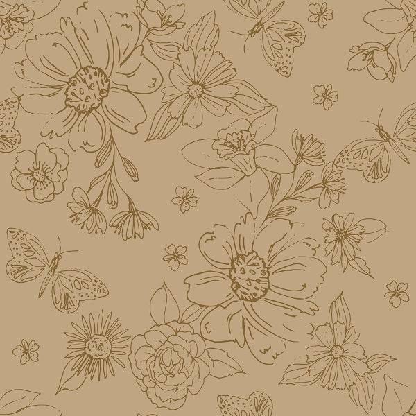 Indy Bloom Fabric Serenity Fall Sketched florals in Mocha 08 – Fabric by Missy Rose