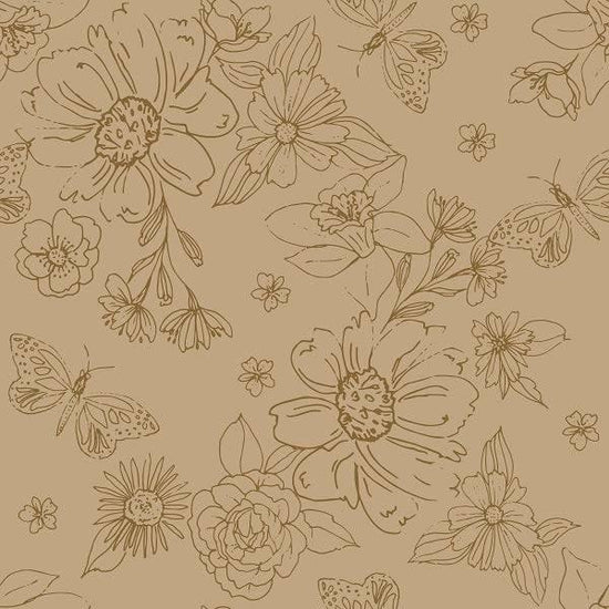 IB Serenity Fall - Sketched florals in Mocha 08 - Fabric by Missy Rose Pre-Order