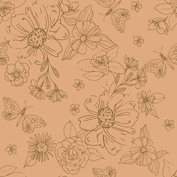 Indy Bloom Fabric Serenity Fall Sketched florals in Rose 10 – Fabric by Missy Rose