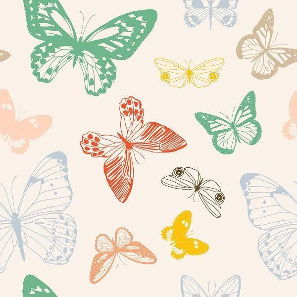 Indy Bloom Fabric Summer Sunshine Butterflies in Rainbow 13 – made-to-order custom fabric by the metre | Fabric by Missy Rose