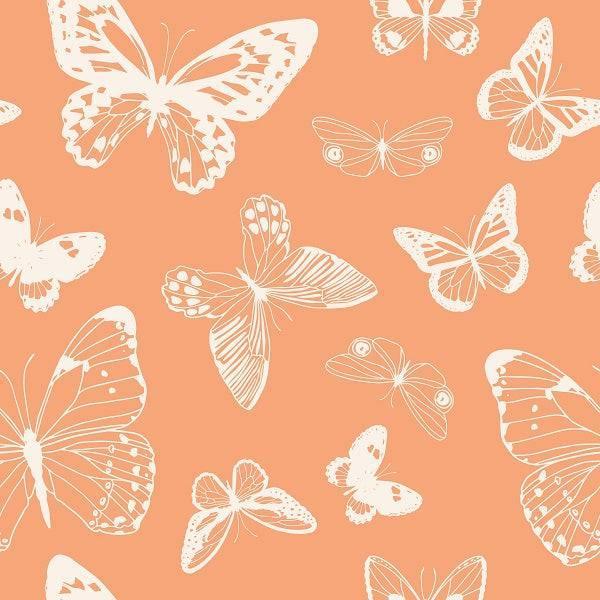 Indy Bloom Fabric Summer Sunshine -Butterfly in Peach 11 – custom printed pre-order fabric Australia | Fabric by Missy Rose