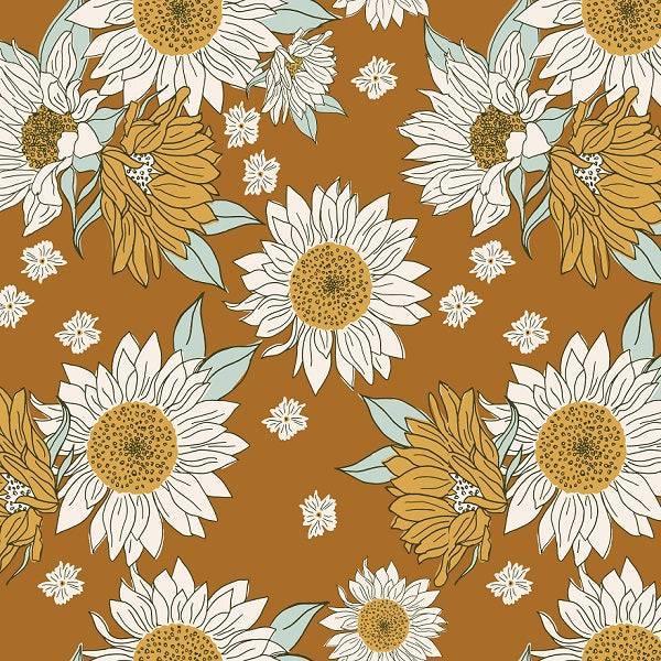Indy Bloom Fabric Boho Sunflowers in Brown 21 – pre-order designer fabric Australia | Fabric by Missy Rose