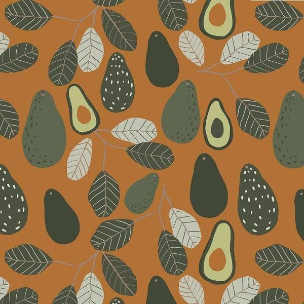 Indy Bloom Fabric Vintage Fruit Brown Avocado 18 – made-to-order custom fabric by the metre | Fabric by Missy Rose