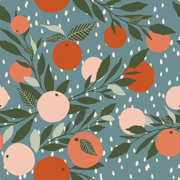 Indy Bloom Fabric Vintage Fruit Grapefruit Rain 08 – made-to-order custom fabric by the metre | Fabric by Missy Rose