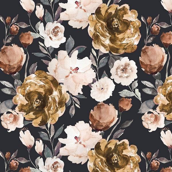 Indy Bloom Fabric Watercolour Floral Autumn Cocoa 100 – pre-order designer fabric Australia | Fabric by Missy Rose