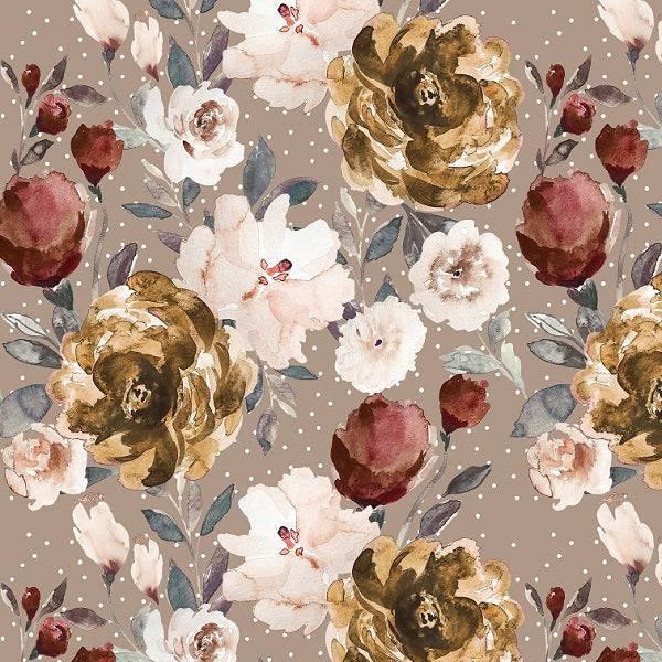 IB Watercolour Floral - Autumn Taupe 101 - Fabric by Missy Rose Pre-Order