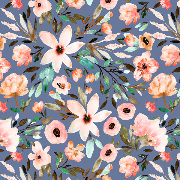 Indy Bloom Fabric Watercolour Floral Azurite Mae 97 – Australian custom printed fabric pre-order | Fabric by Missy Rose