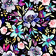 Indy Bloom Fabric - Watercolour Floral - Berry Rose Black 78