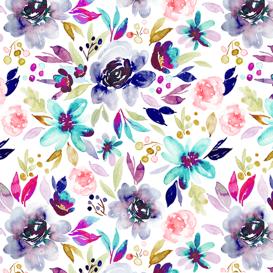Load image into Gallery viewer, IB Watercolour Floral - Berry Rose White 79 - Fabric by Missy Rose Pre-Order
