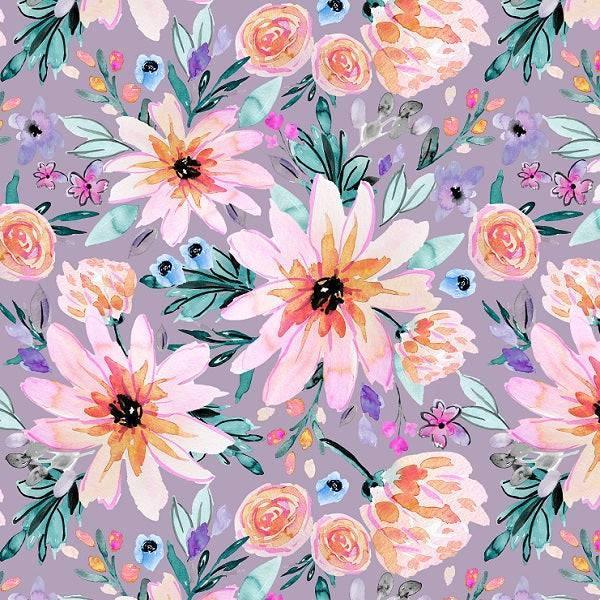 Indy Bloom Fabric Watercolour Floral Blair Plum 68 – premium custom printed fabric for sewing | Fabric by Missy Rose