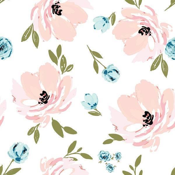 Indy Bloom Fabric Watercolour Floral Blush Berry 48 – pre-order designer fabric Australia | Fabric by Missy Rose