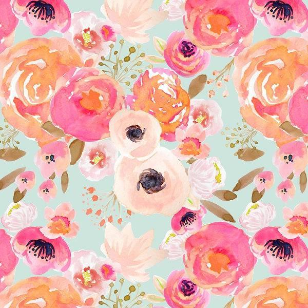 Load image into Gallery viewer, IB Watercolour Floral - Blush Blue 103 - Fabric by Missy Rose Pre-Order
