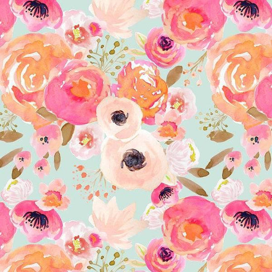 IB Watercolour Floral - Blush Blue 103 - Fabric by Missy Rose Pre-Order