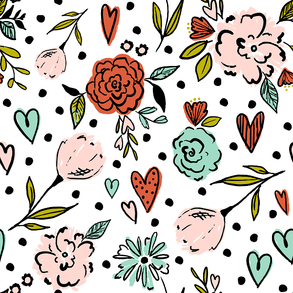 Indy Bloom Fabric Watercolour Floral Heart Floral 28 – premium custom printed fabric for sewing | Fabric by Missy Rose
