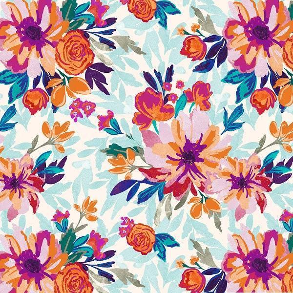 Indy Bloom Fabric Watercolour Floral Jade 13 – premium custom printed fabric for sewing | Fabric by Missy Rose