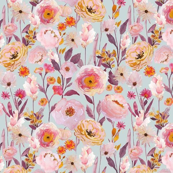 Indy Bloom Fabric Watercolour Floral Lilac Garden 37 – Australian custom printed fabric pre-order | Fabric by Missy Rose