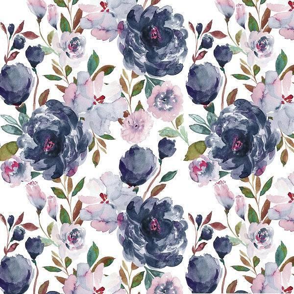 Indy Bloom Fabric Watercolour Floral Midnight Peony 03 – premium custom printed fabric for sewing | Fabric by Missy Rose