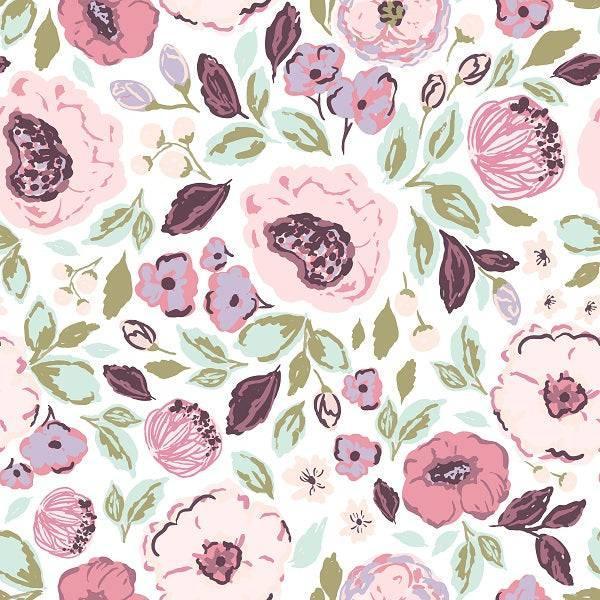 Indy Bloom Fabric Watercolour Floral Millie Mint 58 – premium custom printed fabric for sewing | Fabric by Missy Rose