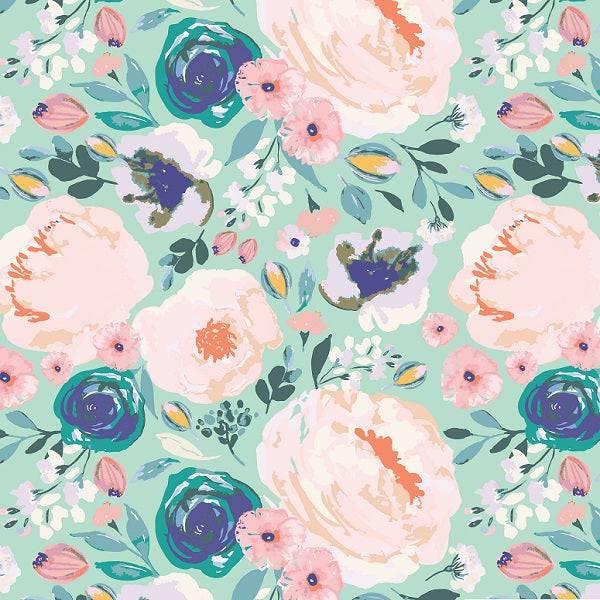 IB Watercolour Floral - Mint Blossoms 04 - Fabric by Missy Rose Pre-Order