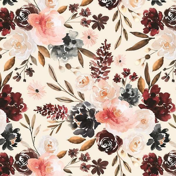 Indy Bloom Fabric Watercolour Floral Navy Velvet Golden 24 – custom printed pre-order fabric Australia | Fabric by Missy Rose