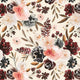 Indy Bloom Fabric - Watercolour Floral - Navy Velvet Golden 24