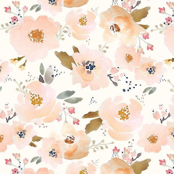 Indy Bloom Fabric Watercolour Floral Peachy Blossoms 44 – pre-order designer fabric Australia | Fabric by Missy Rose