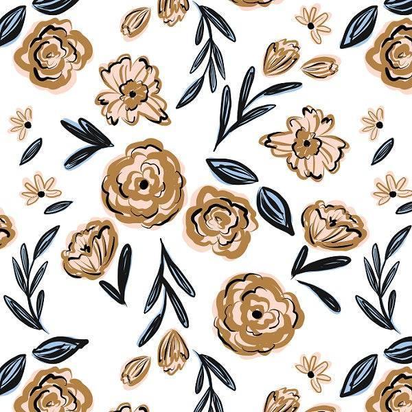 Indy Bloom Fabric Watercolour Floral Periwinkle Poppies 45 – custom printed pre-order fabric Australia | Fabric by Missy Rose
