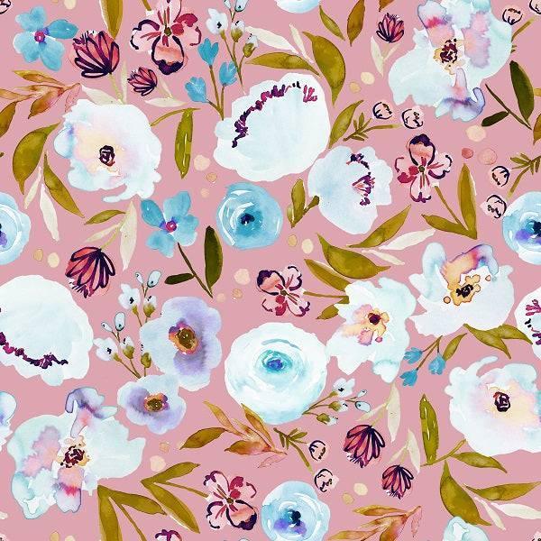 Indy Bloom Fabric Watercolour Floral Pink Harriet 67 – made-to-order custom fabric by the metre | Fabric by Missy Rose