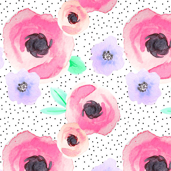 Indy Bloom Fabric Watercolour Floral Polka Pink 46 – Australian custom printed fabric pre-order | Fabric by Missy Rose