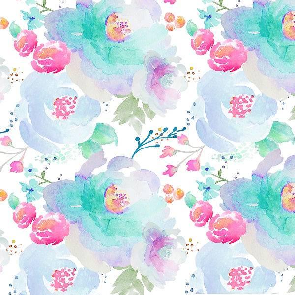Load image into Gallery viewer, IB Watercolour Floral - Punchy Blues 56 - Fabric by Missy Rose Pre-Order
