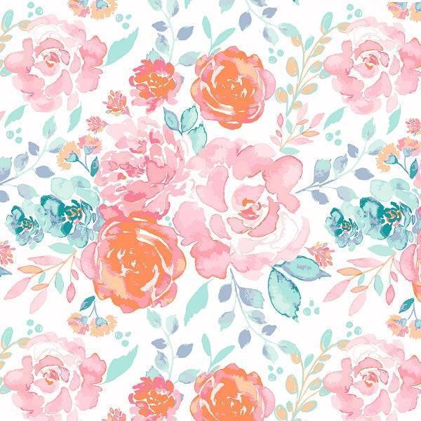 Indy Bloom Fabric Watercolour Floral Rosie Mermaid 63 – premium custom printed fabric for sewing | Fabric by Missy Rose