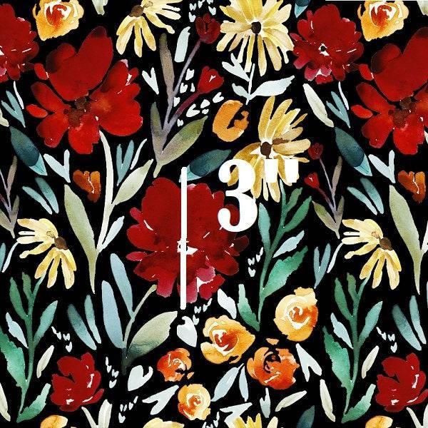 Indy Bloom Fabric Watercolour Floral Ruby Fields Black 87 – made-to-order custom fabric by the metre | Fabric by Missy Rose