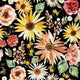 Indy Bloom Fabric - Watercolour Floral - Sunflower Parade Black 105