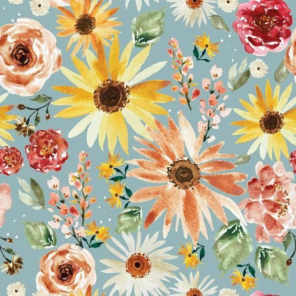 Indy Bloom Fabric Watercolour Floral Sunflower Parade Skye 107 – Fabric by Missy Rose