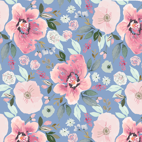 Indy Bloom Fabric Watercolour Floral Tiger Lily Periwinkle 71 – Fabric by Missy Rose