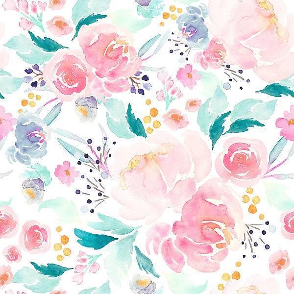 Indy Bloom Fabric Watercolour Floral Mermaid Lagoon 01 – made-to-order custom fabric by the metre | Fabric by Missy Rose