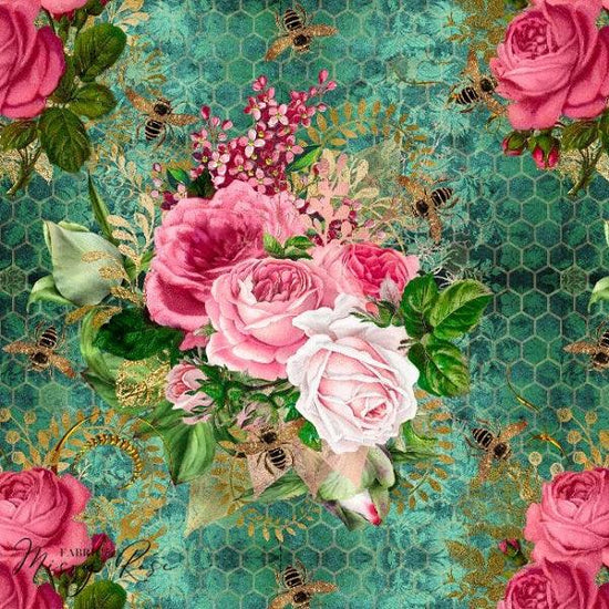 Load image into Gallery viewer, Floral Bee Fabric
