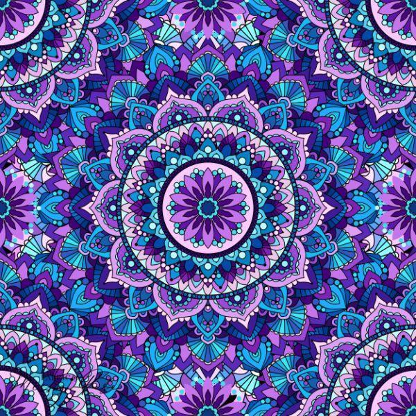 Unlimited Blue and Purple Mandala Fabric – custom printed pre-order fabric Australia | Fabric by Missy Rose