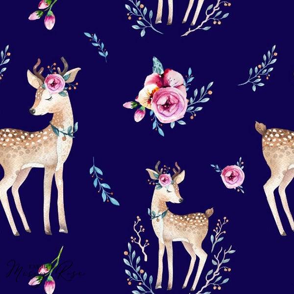 Navy Deer Fabric