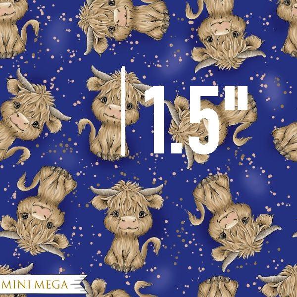 Load image into Gallery viewer, Navy Highland Cow Fabric
